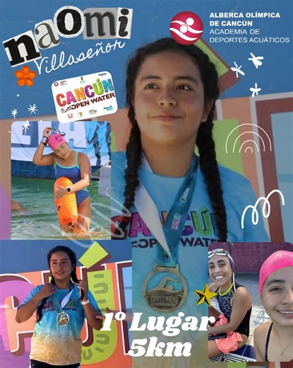 🏆🌊Masters en el Open Water Cancún 2025 🌊🏆 Con una energía imparable y un paso firme en cada brazada, Naomi Villaseñor se corona con el 1er lugar en la prueba de 5km del Open Water 2025. Demostrando disciplina, velocidad y una mentalidad imparable. Una prueba de resistencia, fuerza y corazón… ¡que se dominó de principio a fin! Junto con ella Katerin Beteta tuvo una gran participación dejando claro su talento en aguas abiertas!! Felicidades a nuestras nadadoras por representar la Academia de d
