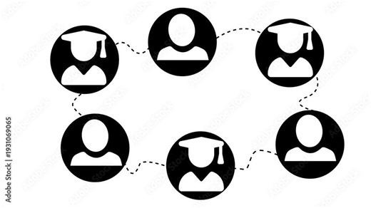 Connected student and teacher avatars for online learning network animation