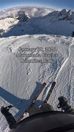 3 minutes of pure bliss on the Marmolada Glacier! Bonus points if you stick around for the whole ride. My legs were on fire after this lap. Skiing in the best. | Matt Lorelli