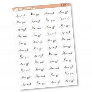 Hair Appt Stickers, Icon Script Hair Appt Labels, Color Print Planner Stickers, F2 (E-104-M)