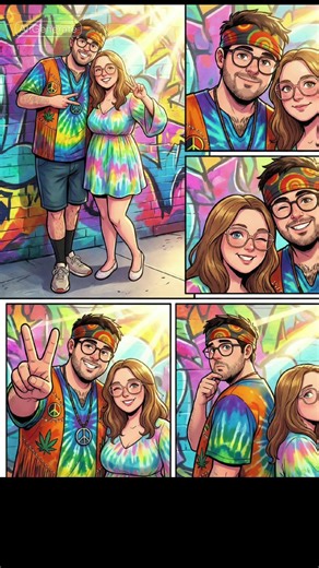 Me and my girlfriend in a comic book have a