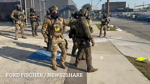 Right now: ICE and other federal agents fire tear gas, sting balls against protesters attempting to blockade gate outside Broadview, Illinois ICE facility as vehicles exit. Filmed by Ford Fischer | News2Share