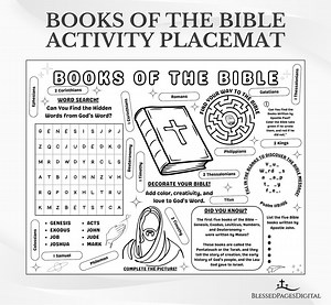 Books of the Bible Activity Placemat: Sunday School Coloring Printable (PDF Download) - Etsy