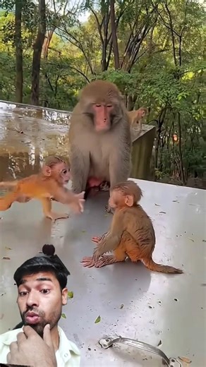 monkey baby playing games full injoy rain🌧#reels #shortvideo #trending #youtubeshorts #comedy #fun
