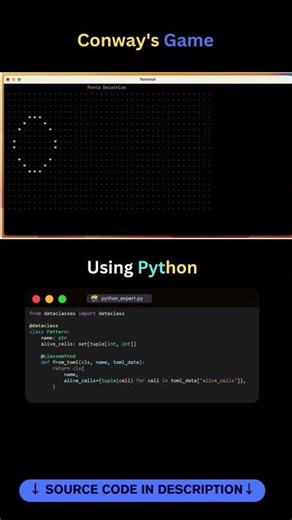 Conway’s Game of Life Using Python 🐍 | Simulation Project #shorts #coding #programming #python #tech