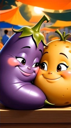 Cute potato 🥔 and eggplant 🍆| 3D Smooth Cartoon Ultra HD | kid story short #vegetable #shortsvideo