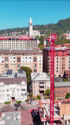 Berkeley, California: Drone views of Sather Tower and the university