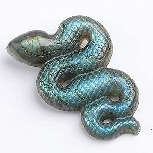 Natural Labradorite Snake Hand Carved Crystal Skull Quartz Reiki Crystal Decor Hand Sculpture Crystal Healing