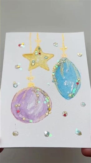 Day 8/12 Christmas Card - Watercolor and Glitter ✨