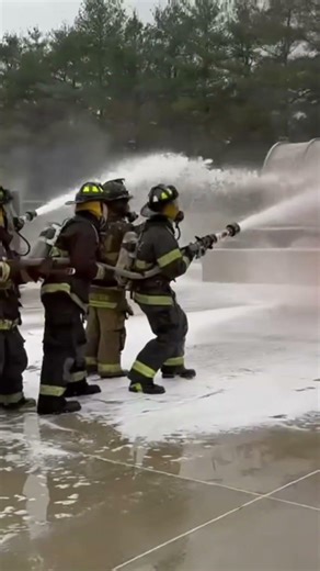 Firefighter training #teamwork #firefighter #fire #foam #training