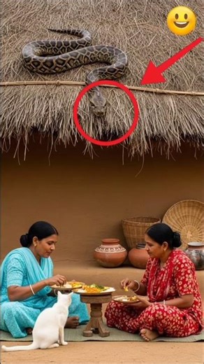 Snake 🐍Catches Cat 🐱 in sudden Attack! #snake #villagelife #viralshorts