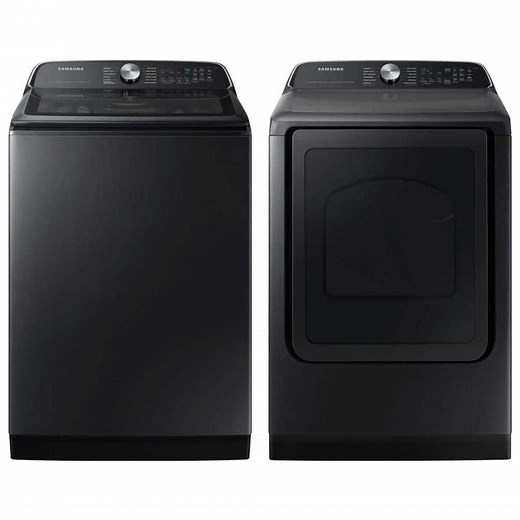 Samsung 5.5 cu. ft. Smart Top Load Washer and 7.4 cu. ft. Dryer with Steam Sanitize Set - The Home Depot