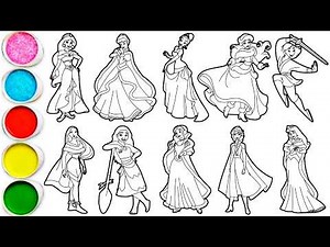 How to draw Princesses Disney - Jasmine, Cinderella, Tiana, Ariel, Mulan, Pocahontas, Moana, Elsa