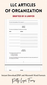 LLC Articles of Organization Template, Limited Liability Company Articles of Formation, Instant Digital Download | PDF & Microsoft Word - Etsy