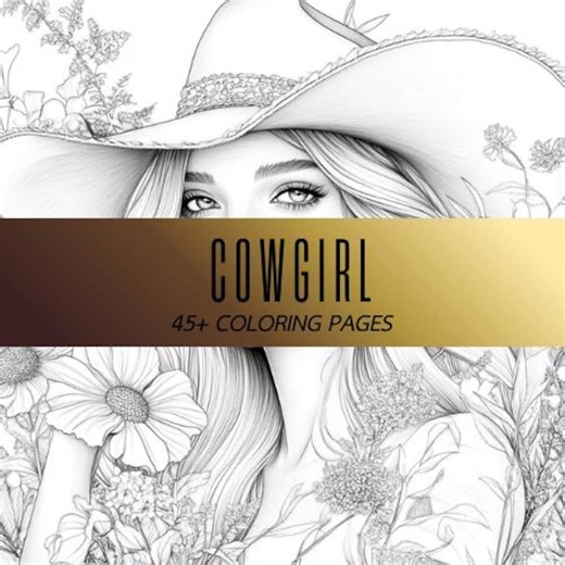 Cowgirl Western Coloring Pages | 52 Pages | Digital Download | Printable PDF | V.1 - Etsy