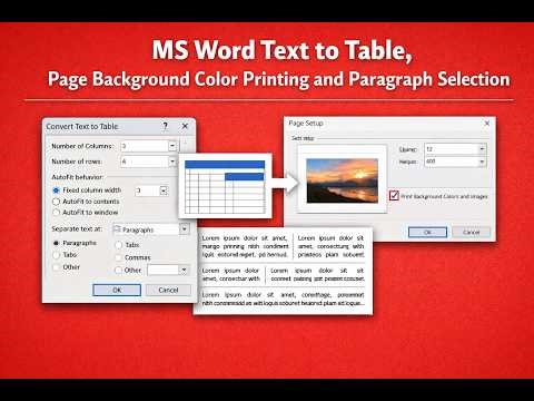 MS Word Text to Table, Background Color Printing