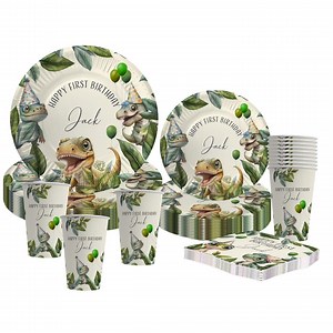 Personalised Dinosaur Party Decorations - Plates Cups Napkins Serviettes, Custom Name & Age Birthday Tableware Children’s T Rex Favors - Etsy