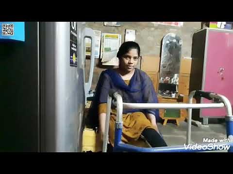 Polio crippled lady in her house.