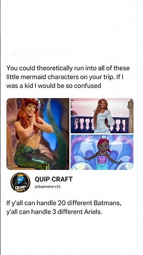 Three versions, one iconic vibe Childhood would be so confused… but we love every version of Ariel!