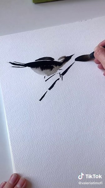 Japanese Sumi-e Painting: Birds in Watercolor Technique