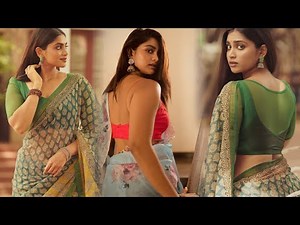 Shivani Narayanan Posing Beautiful green Saree with Matching Blouse | Actress Saree fashion Lokks