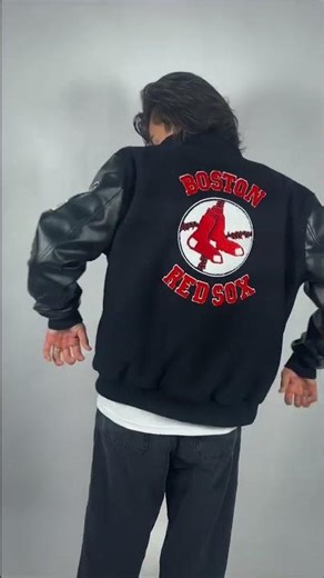 Boston Red Sox Black Out Vintage Logo Varsity Jacket | Classic Baseball Style Reimagined 🖤⚾