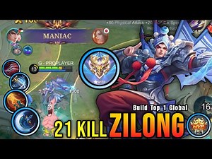 21 Kills + MANIAC!! Offlane Monster Zilong Brutal Critical DMG!! - Build Top 1 Global Zilong ~ MLBB