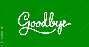 Goodbye text animation on the green screen alpha channel. Handwritten calligraphy animated typography. Great for heartfelt farewells, emotional departures, and sentimental messages in videos Stock Video