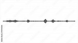 Black color media element of audio graphic. Moving bars modulation. Modern sound wave contrast on white background. Studio recorder equalizer