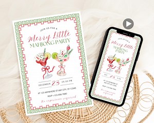 Christmas Mahjong Night Invitation, Mahjongg Party, Mahjong Party Invite, Friendsmas Mahjong Game Night Invitation, Christmas Mahjong Invite - Etsy