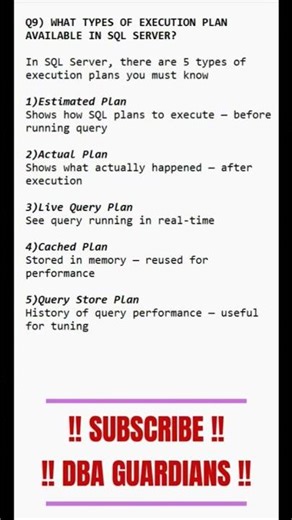 DBA Interview Series Question - 9 | Types of Execution Plan available in Sql Server | 🤔