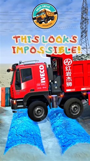 CAN THIS Red Dump Truck Pull a Double Log Trailer Over Extreme Speed Bumps?!