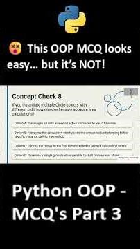 Python MCQ Lecture 15 - Quiz Part 3 - Self in Python | Interview Questions | DVT101