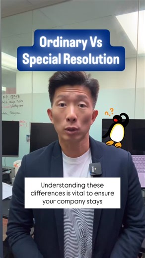 Raffles Corporate Services on Instagram: "Ordinary vs. Special Resolutions — what’s the difference, and why does it matter for Singapore corporate compliance? From appointing directors to changing your company constitution, resolutions play a critical role in how decisions are legally approved under the Companies Act. In this video, we break down ordinary resolutions vs. special resolutions, when each is required, and how business owners can stay compliant with ACRA requirements. Whether you’re 