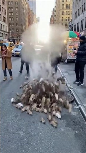 Rats Explode from NYC Manhole – Caught on Camera!#shorts