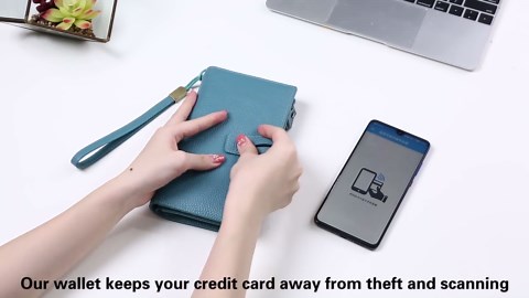 Sendefn Women Wristlet Wallets Large Capacity RFID Blocking Leather Wallets Credit Cards Organizer with Checkbook Holder