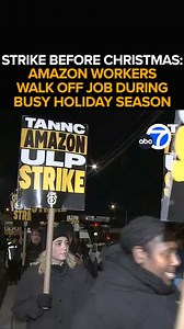 105K views · 1K reactions | It's the strike before Christmas. The Teamsters union says thousands of Amazon employees from New York to L.A. are walking off the job this morning in a dispute over the company's "anti-union" policies. Amazon countered by claiming the union is "coercing Amazon employees." Could your holiday packages get stuck in the fray? Eyewitness News is live along the picket lines. This morning at 6 from ABC7. https://abc7.com/15674530 | ABC7 | Facebook