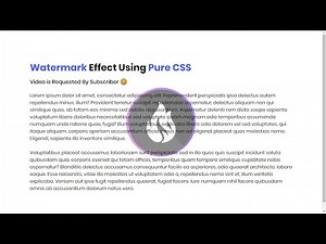 Create A Watermark Effect Using Only CSS | Requested Video