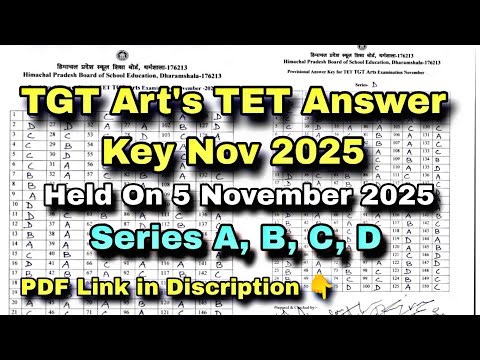 HP TET TGT Art's Answer Key November 2025 | Series A, B, C, D | TET Art's Answer Key 2025 Solved