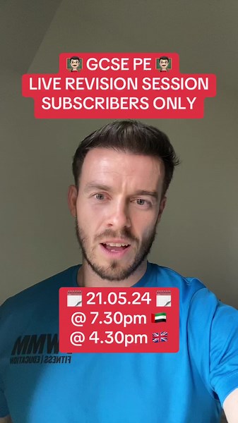 GCSE PE Live Revision Session on 21.05.24 @7.30pm 🇦🇪 @4.30pm 🇬🇧