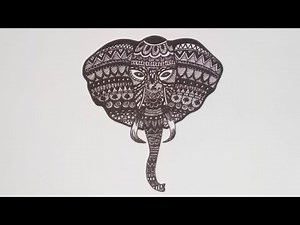 How to draw a mandala elephant step by step | Zentangle elephant
