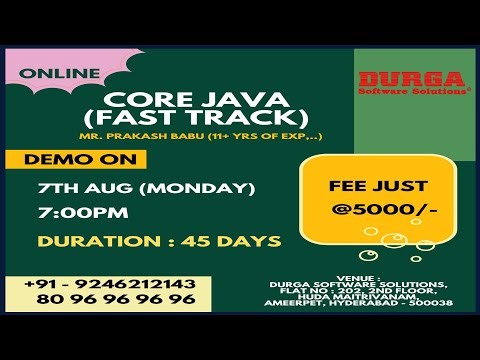 CORE JAVA (Fast Track) Online Training @ DURGASOFT