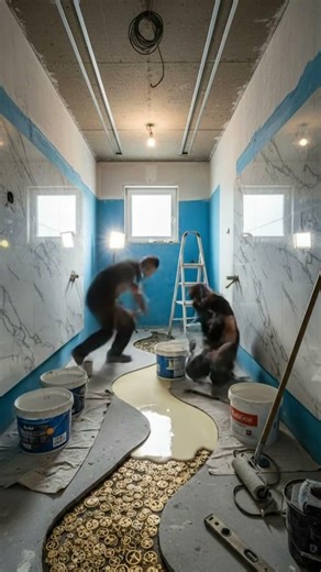 Luxury Bathroom Renovation | Golden Watch Epoxy River Floor Design18 #interiordesign #epoxy #home