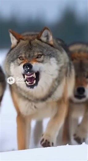 Alpha Fury! Watch This Wolf Pack Charge Through the Snow!#shorts