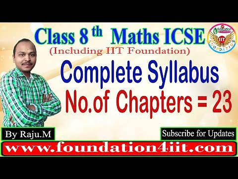 Class 8 Maths ICSE || Complete Syllabus ||