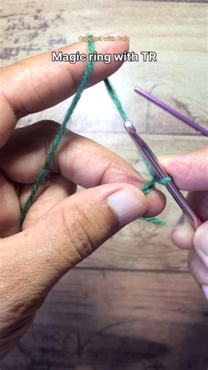 How to crochet a magic ring with standing treble crochet 🧶 #crochet #crocheting #crochetshorts #i