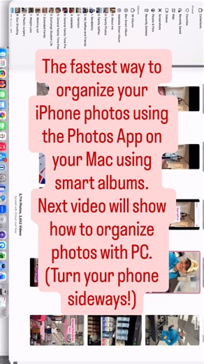 Molly on Instagram: "There’s multiple ways to quickly organize the photos on your phone. I did a manual way because I had the time. Here’s my me way you can quickly organize photos if you have an iPhone and an Apple computer. My next video will be how to do this without a Mac. #Smartalbums #howtoorganize #phototips"