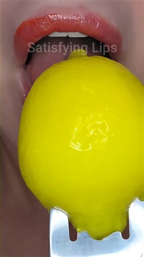 ASMR Satisfying Eating Lemon Jelly 🍋 #asmr #emojichallenge #satisfyinglips
