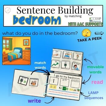 BEDROOM: Create Sentences by matching, AAC: Lamp WFL supports