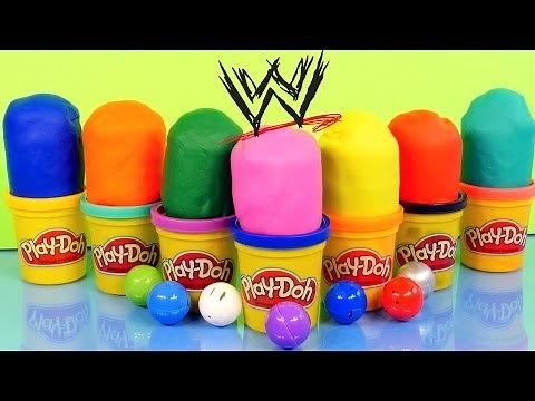 PLAY DOH Surprise Eggs WWE Mashems Toy Wrestlers The Rock John Cena Undertaker Play Dough